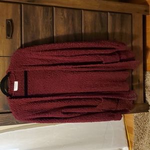 Zenana Popcorn Cardigan, Size L, Burgandy